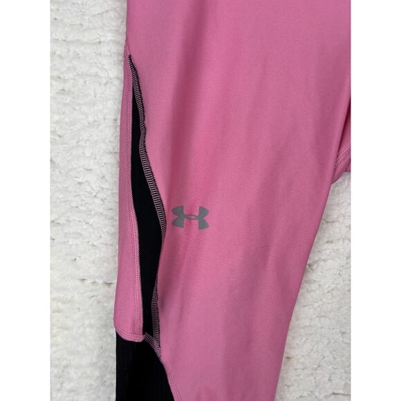 Under Armour HeatGear Pink Black Capri Leggings Women’s Large - Picture 2 of 11